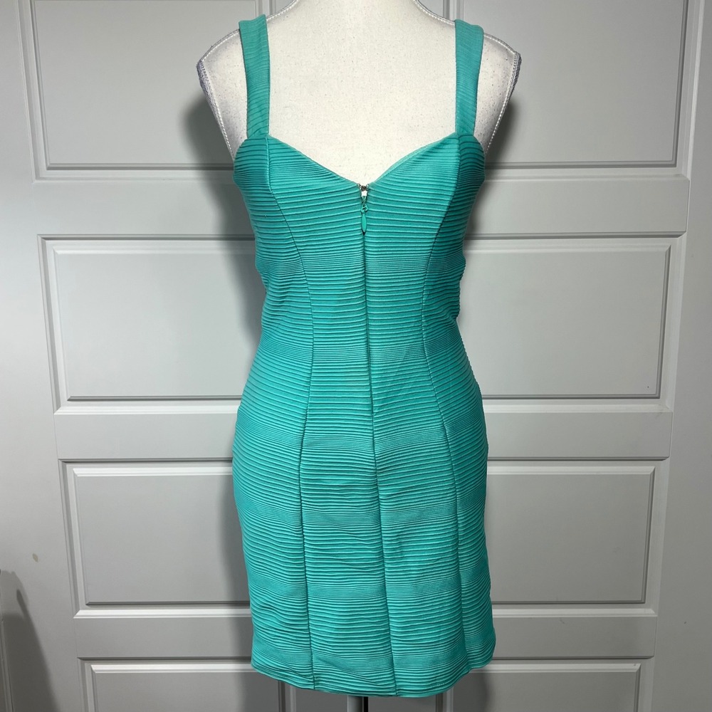 Bebe Teal Ribbed Cutout Bodycon Mini Dress Sexy Party‎ Cocktail Small